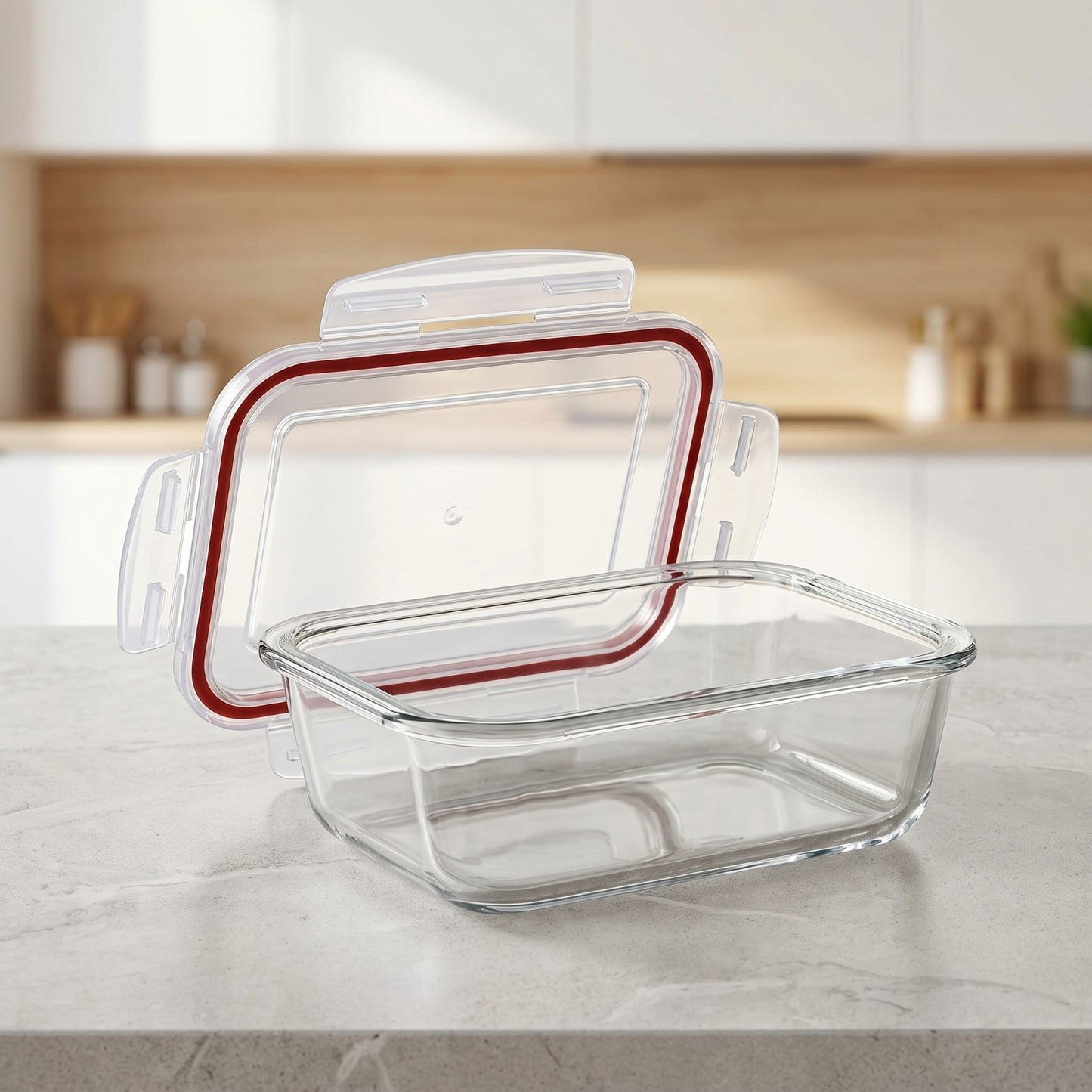 BOROSIL Glass Grocery Container 640 ml Airtight Food Storage Container (Clear)