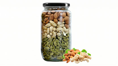 Dailibasket Glass Storage Jar Set – 1100 ml Airtight Kitchen Containers with Black Lid (Pack of 6, Clear)