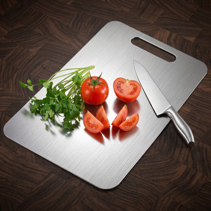 Stainless Steel Chopping Board 24×34 cm – 304 Grade Kitchen Cutting Board (Large, Double-Sided)