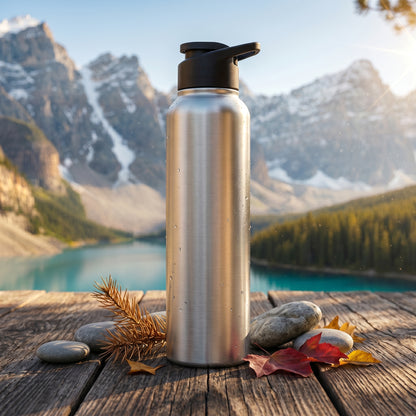 Home Lane Stainless Steel Water Bottle 1 Litre – 304 Grade Leakproof Bottle (Silver, Pack of 1)