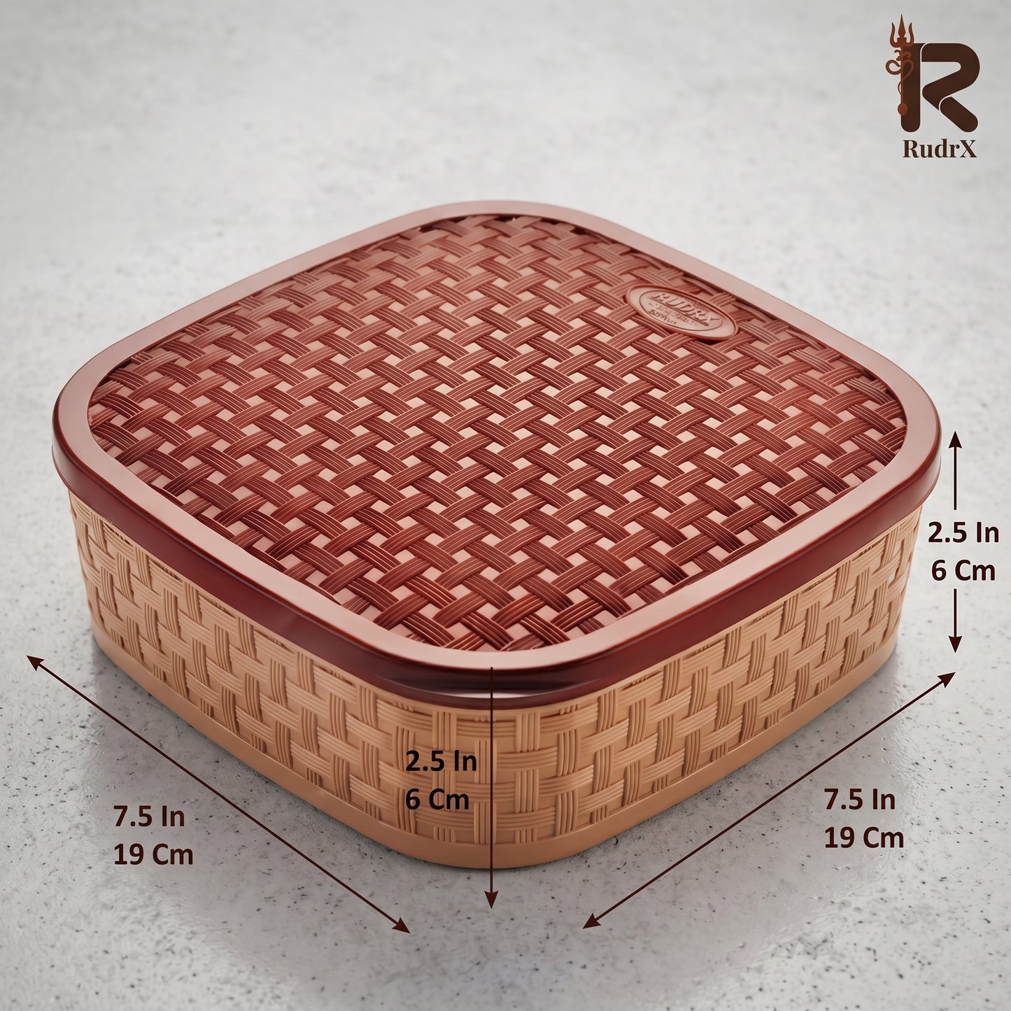 Masala Box 7 Section Plastic Spice Storage Container – Wooden Style Masala Dabba (Brown, 500ml)