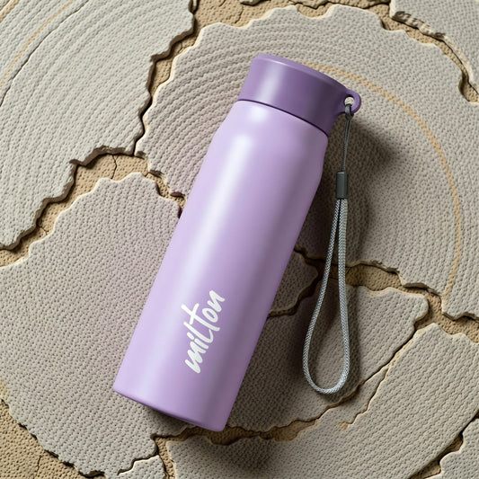 Milton Handy 650 Stainless Steel Water Bottle 660ml – Leakproof Steel Bottle with Strap (Purple)