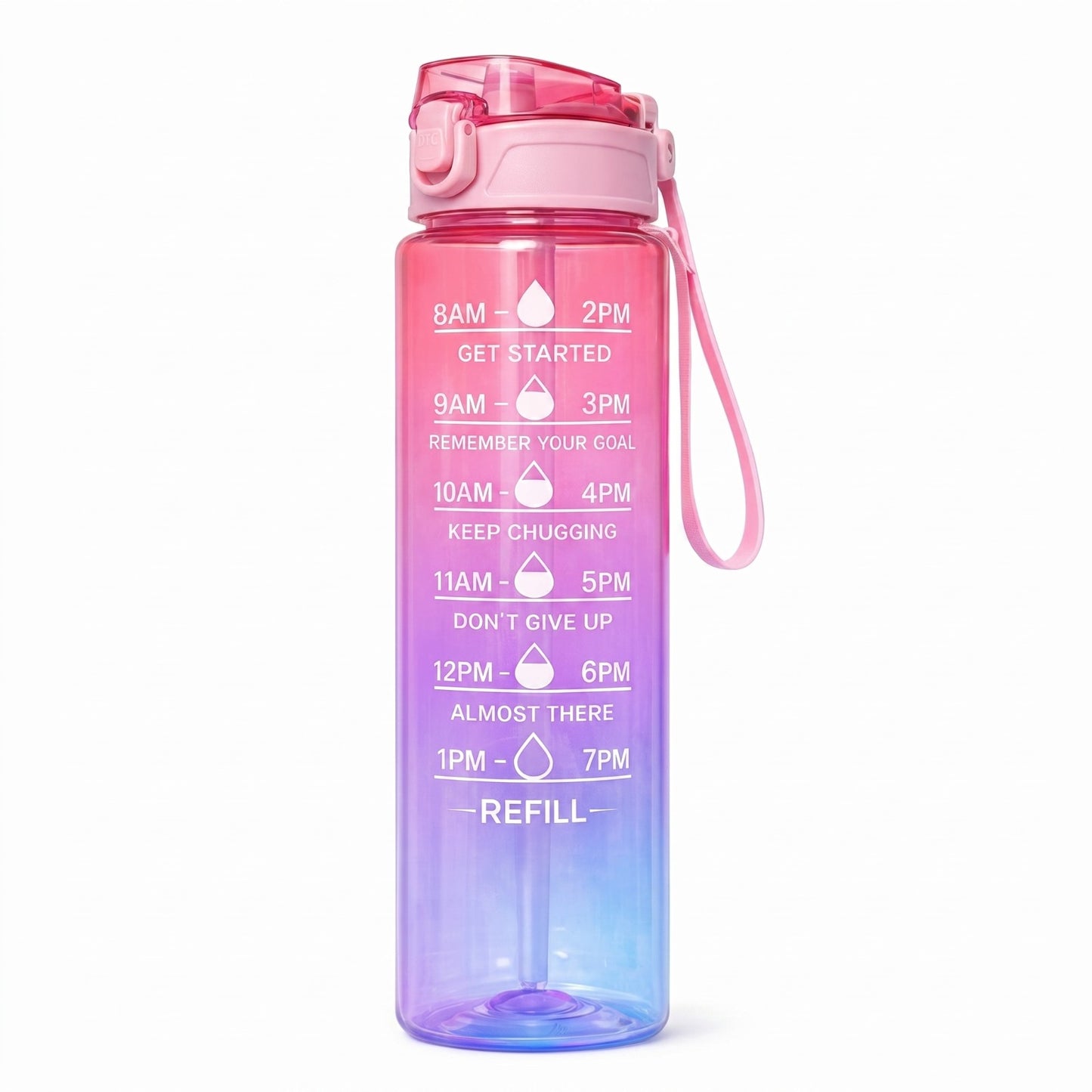 Transparent Motivational Water Bottle 1 Litre with Straw – Leakproof Sipper Bottle (BPA-Free, Made in India)