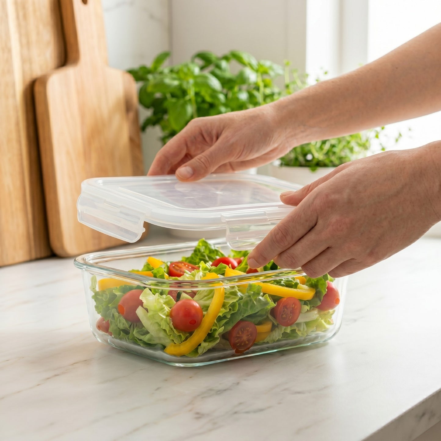 BOROSIL Glass Grocery Container 640 ml Airtight Food Storage Container (Clear)