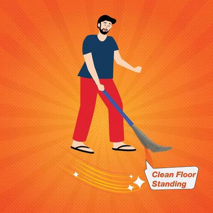 A ONE Brooms Traders No-Dust Floor Broom with Long Handle – Lightweight Grass Jhadu (Blue, Pack of 1)