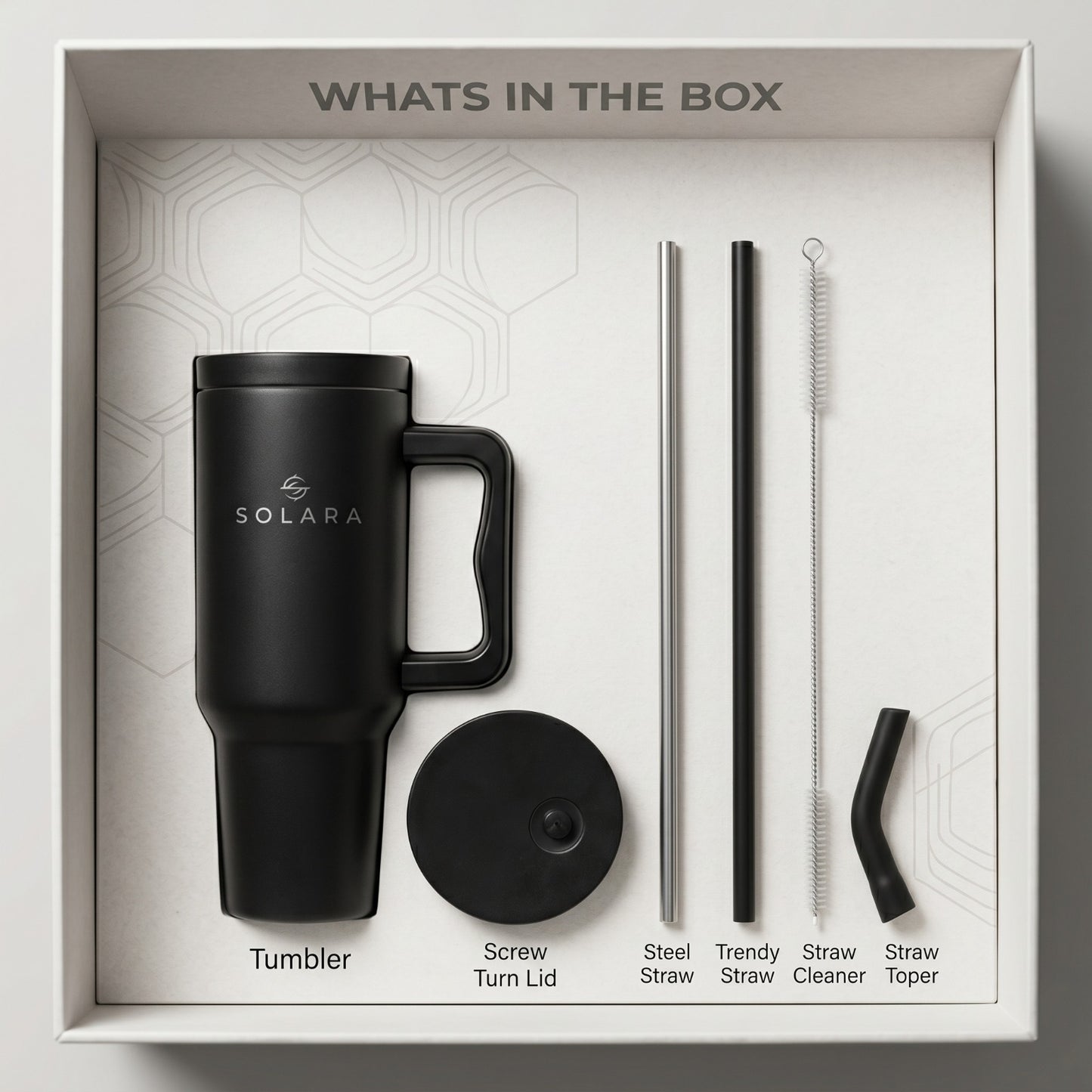Solara Echo Insulated Stainless Steel Tumbler with Lid & Straw 1200 ml Hot & Cold Travel Mug (Black Knight)