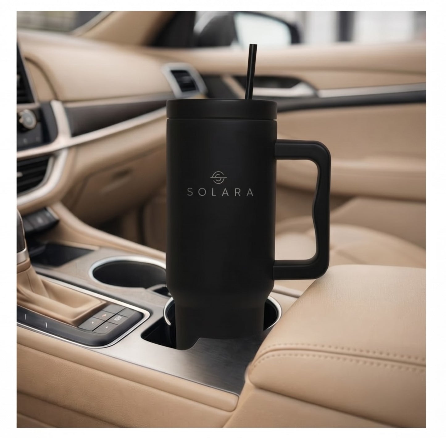 Solara Echo Insulated Stainless Steel Tumbler with Lid & Straw 1200 ml Hot & Cold Travel Mug (Black Knight)
