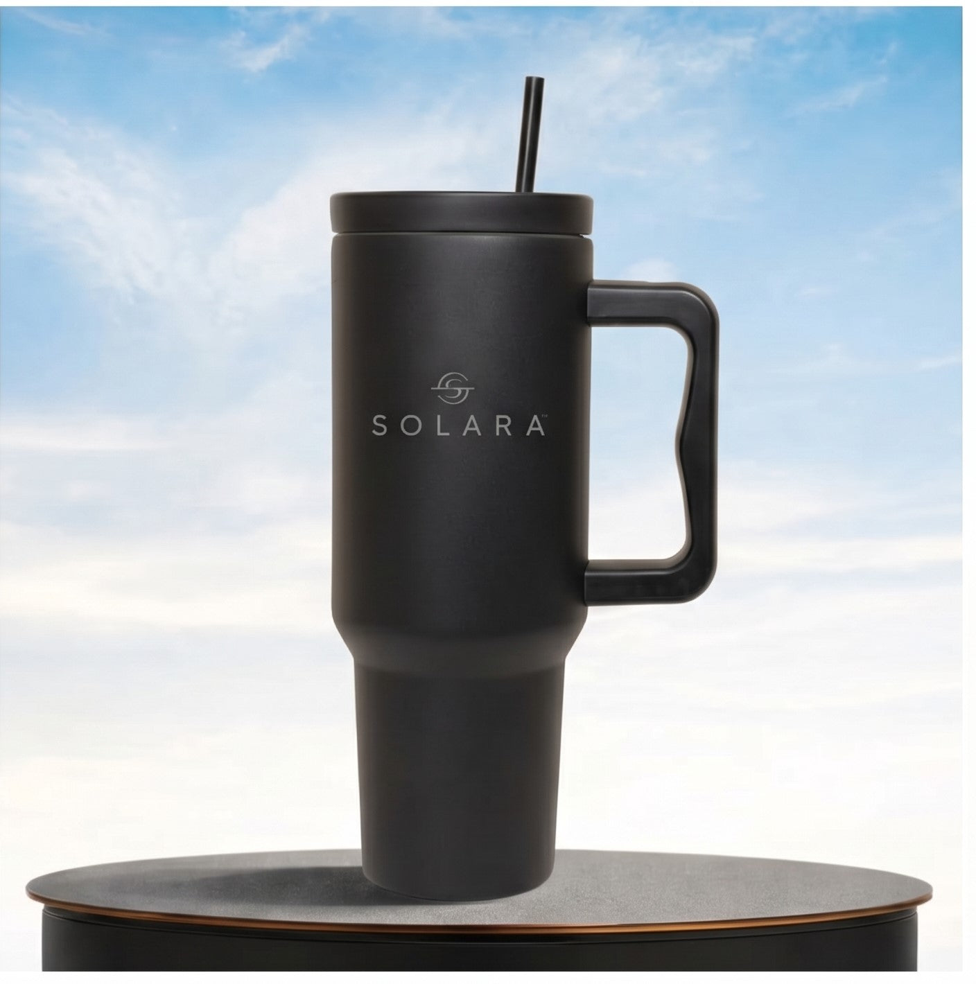 Solara Echo Insulated Stainless Steel Tumbler with Lid & Straw 1200 ml Hot & Cold Travel Mug (Black Knight)