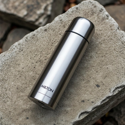 Milton Flip Lid 500ml Thermosteel Water Bottle – 24Hr Hot & Cold, ISI Certified, Leakproof (Silver)