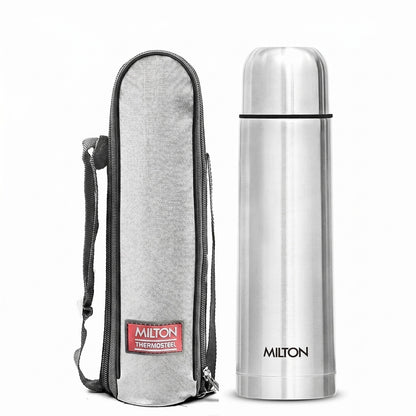 Milton Flip Lid 500ml Thermosteel Water Bottle – 24Hr Hot & Cold, ISI Certified, Leakproof (Silver)