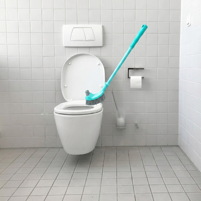 Long Handle Toilet Brush – Durable Bathroom Cleaning Brush with Golf Brush Head (Plastic, White)