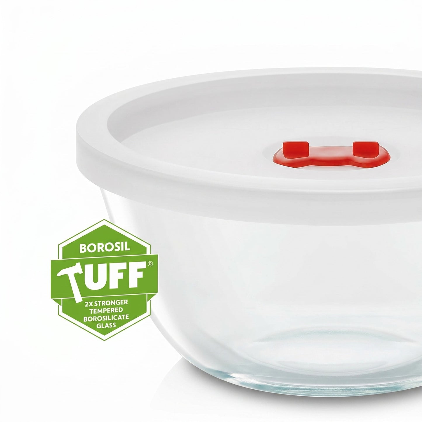 Borosil Glass Mixing & Serving Bowl Set with Lid (750ml + 1L + 1.5L) – Microwave Safe Borosilicate Bowls