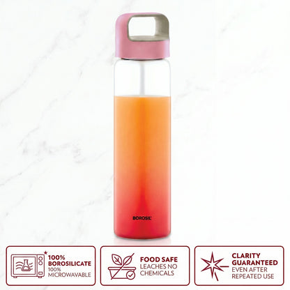 BOROSIL Crysto 750 ml Glass Water Bottle with Leak Proof Lid (Clear)