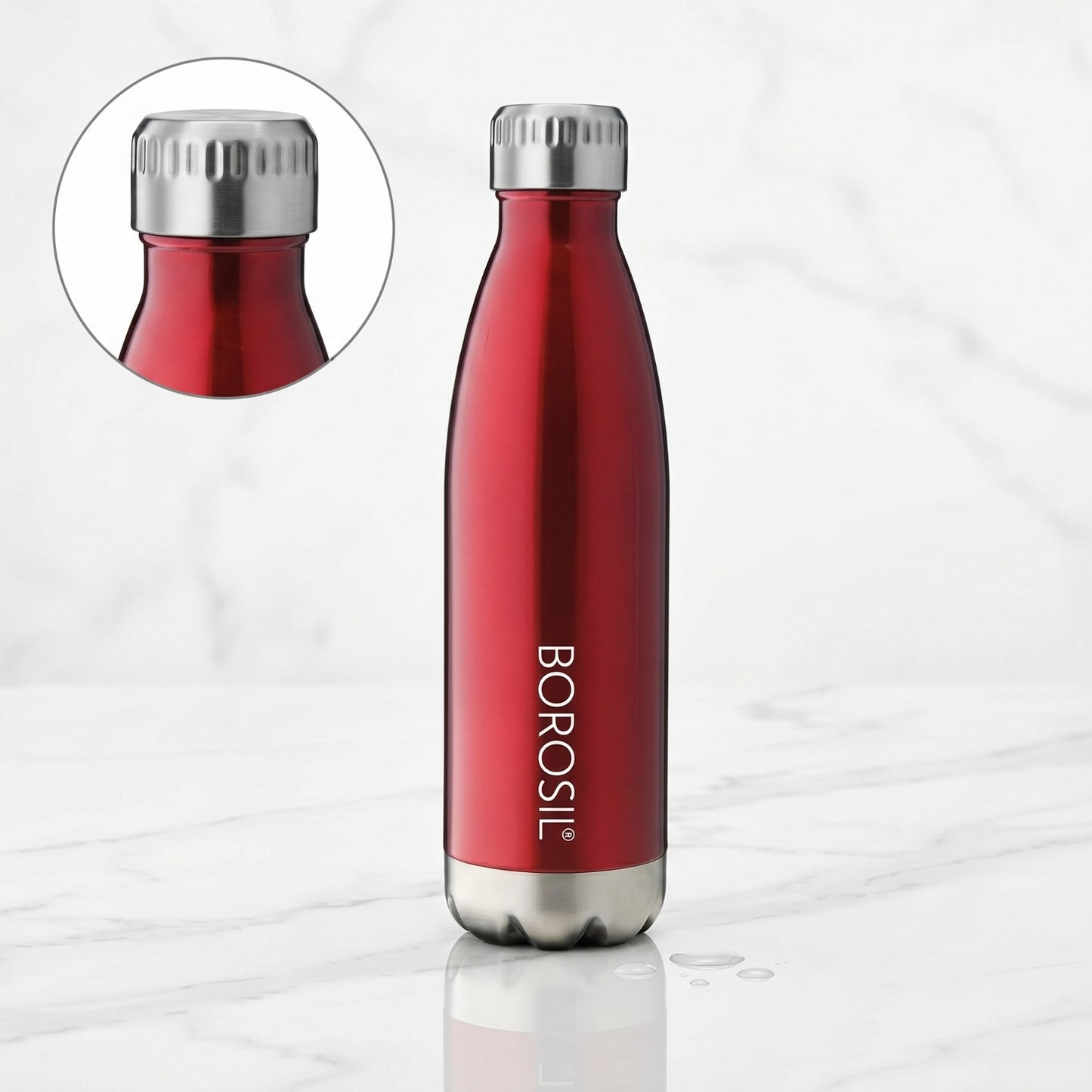 BOROSIL Hydra Bolt Insulated Stainless Steel Water Bottle 1 Litre (Red)