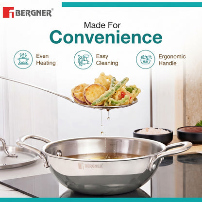 BERGNER Tripro Triply Stainless Steel 7 Piece Cookware Set with Induction Bottom & Lids (Steel)
