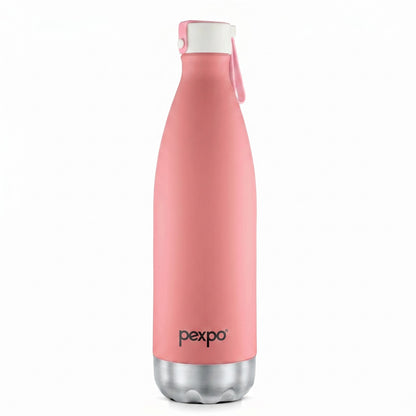 Pexpo Espresso Stainless Steel Water Bottle 980ml – 24 Hrs Hot & Cold Vacuum Insulated Flask | Leakproof (Pink)