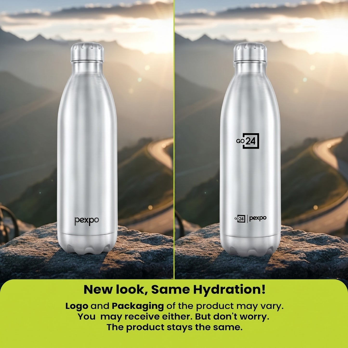 Pexpo Hot & Cold thermosteel Water Bottle with Jute-bag, Leakproof 1750 ml Steel Flask (Pack of 1, Silver)