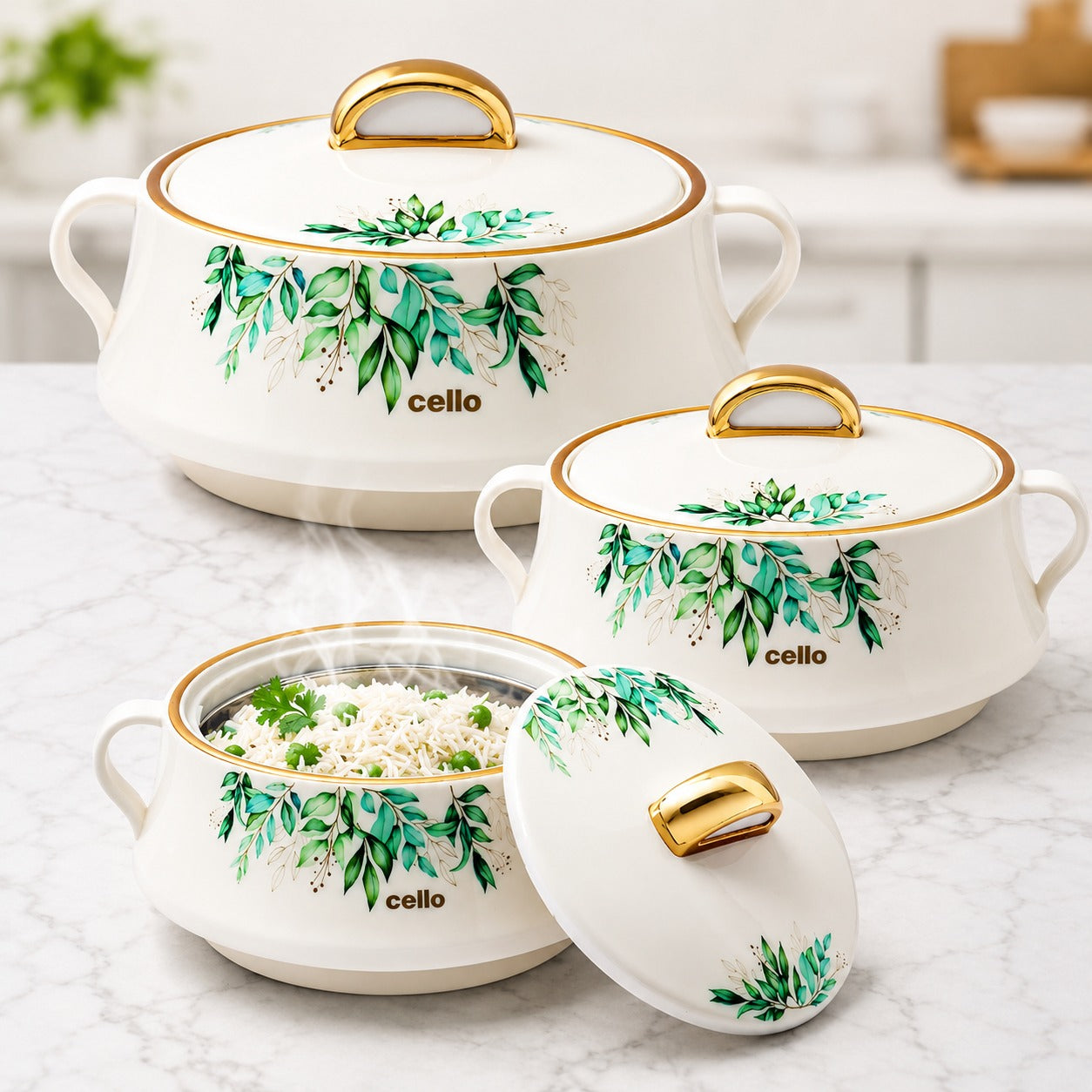Cello Midas Pack of 3 Thermoware Casserole Set (500 ml, 1000 ml, 1500 ml)