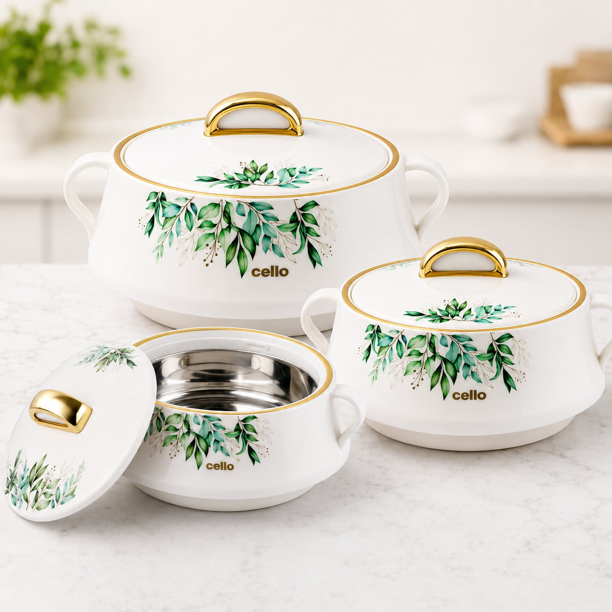 Cello Midas Pack of 3 Thermoware Casserole Set (500 ml, 1000 ml, 1500 ml)