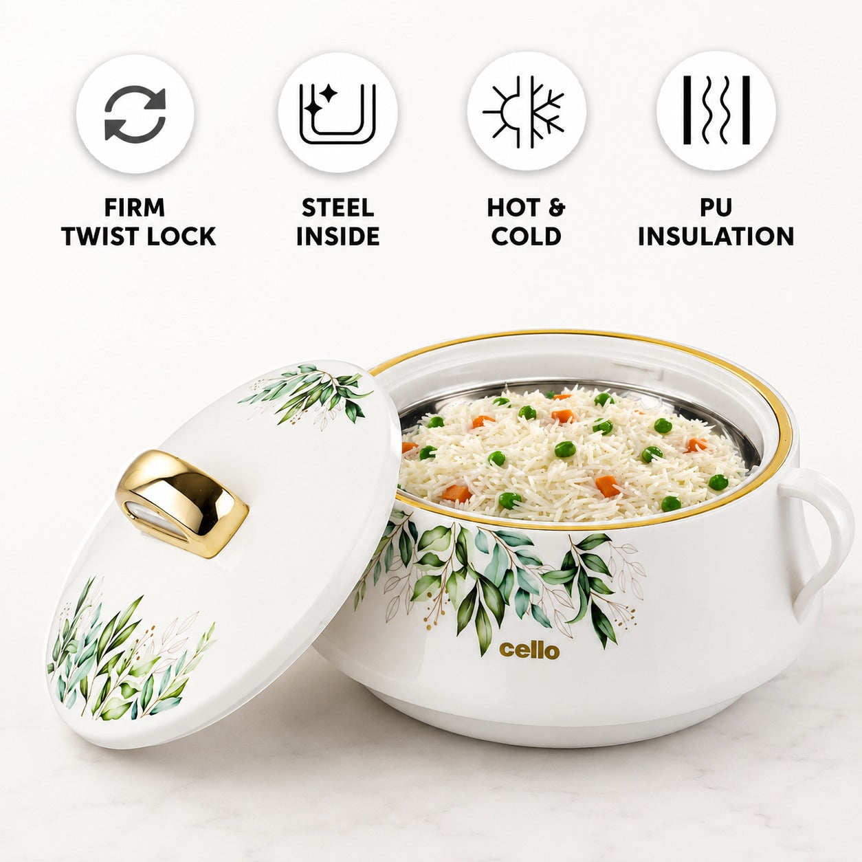 Cello Midas Pack of 3 Thermoware Casserole Set (500 ml, 1000 ml, 1500 ml)
