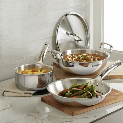 BERGNER Tripro TriPly Stainless Steel 4 Piece Induction Bottom Cookware Set (Silver)