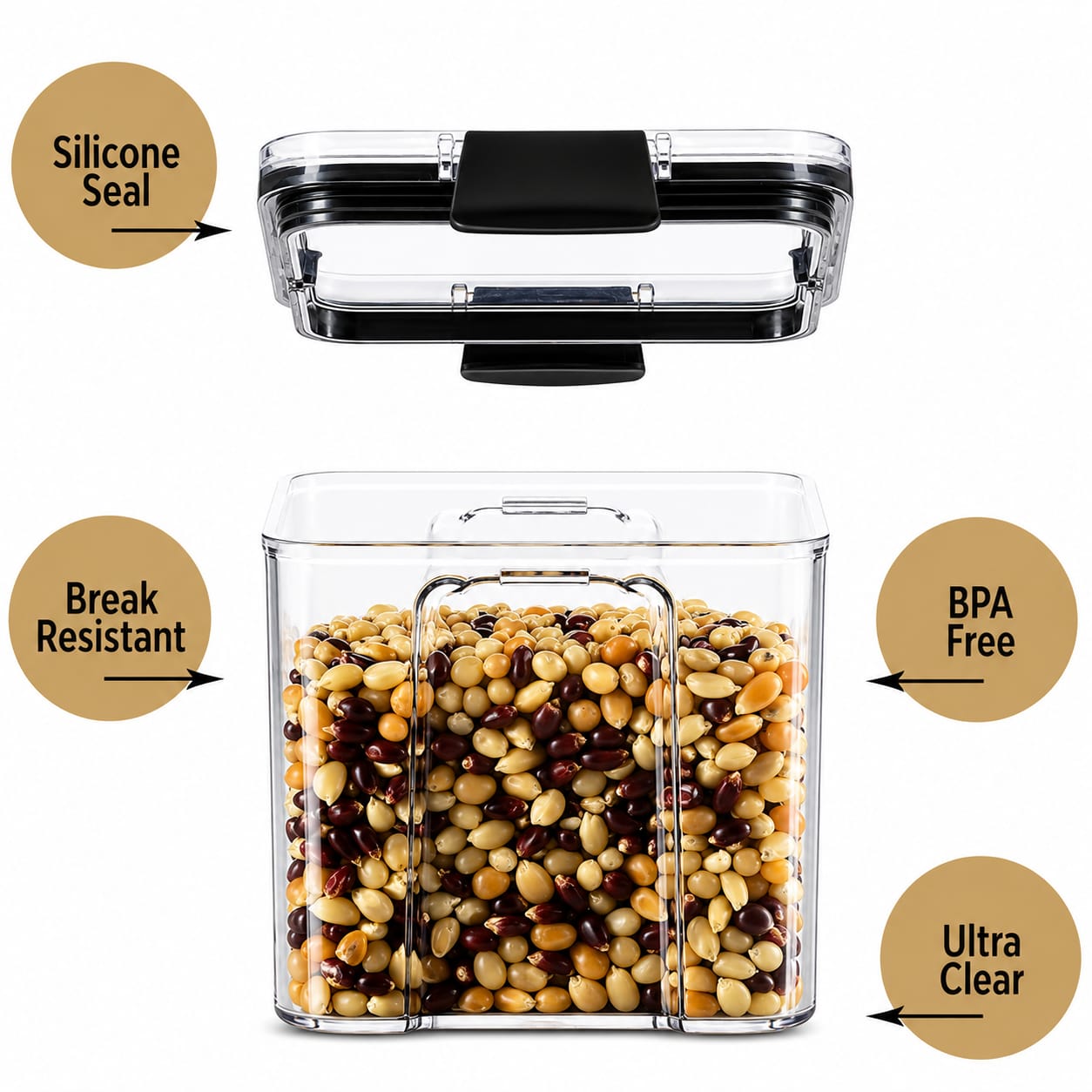 Airtight Kitchen Storage Containers Set 700ml (Pack of 4) – BPA Free Lock & Lock Plastic Grocery Containers