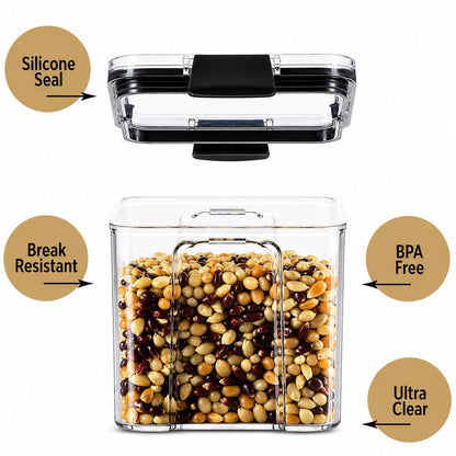 Airtight Kitchen Storage Containers Set 700ml (Pack of 4) – BPA Free Lock & Lock Plastic Grocery Containers